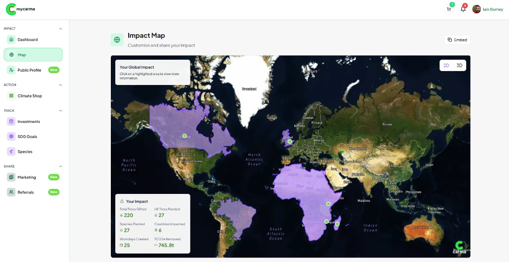 Interactive global impact map of your funded projects